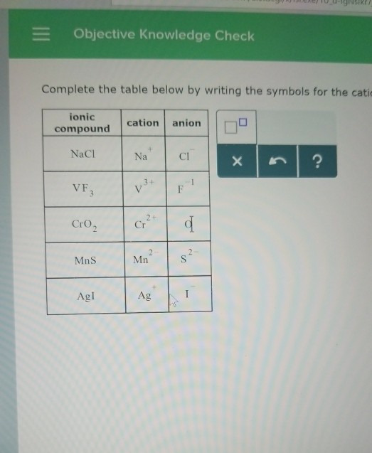 Solved Objective Knowledge Check Complete the table below