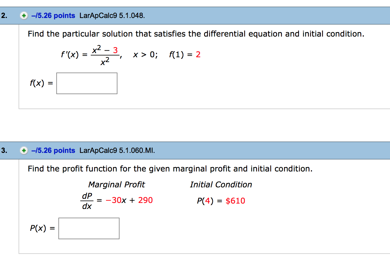 Solved Find The Particular Solution That Satisfies The