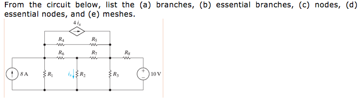 Solved From The Circuit Below, List The (a) Branches, (b) | Chegg.com