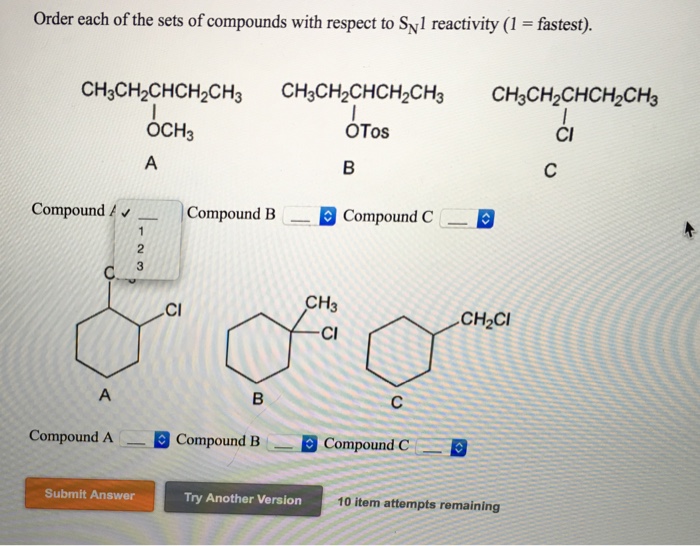 Solved Order each of the sets of compounds with respect to
