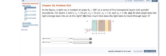 Solved In the figure, a light ray is incident at angle | Chegg.com