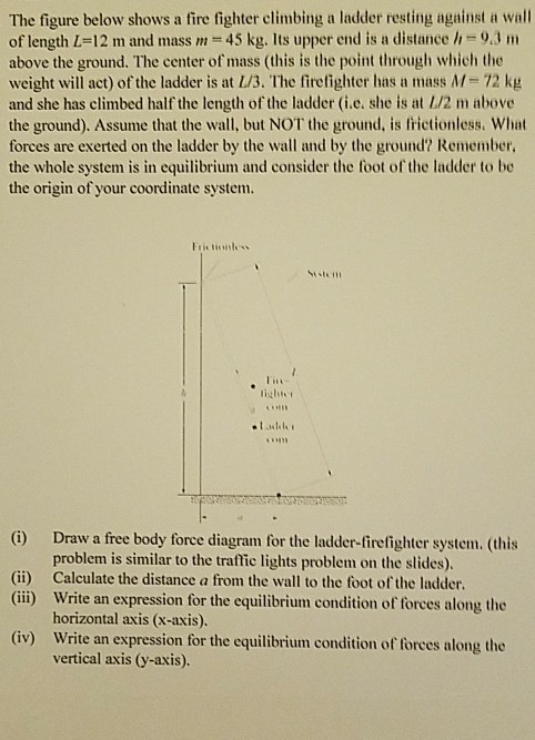 Solved The figure below shows a fire fighter climbing a | Chegg.com