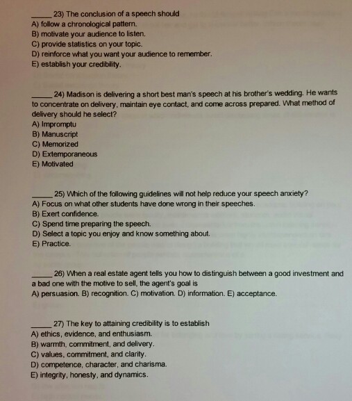 a speaker should avoid blank in a speech conclusion