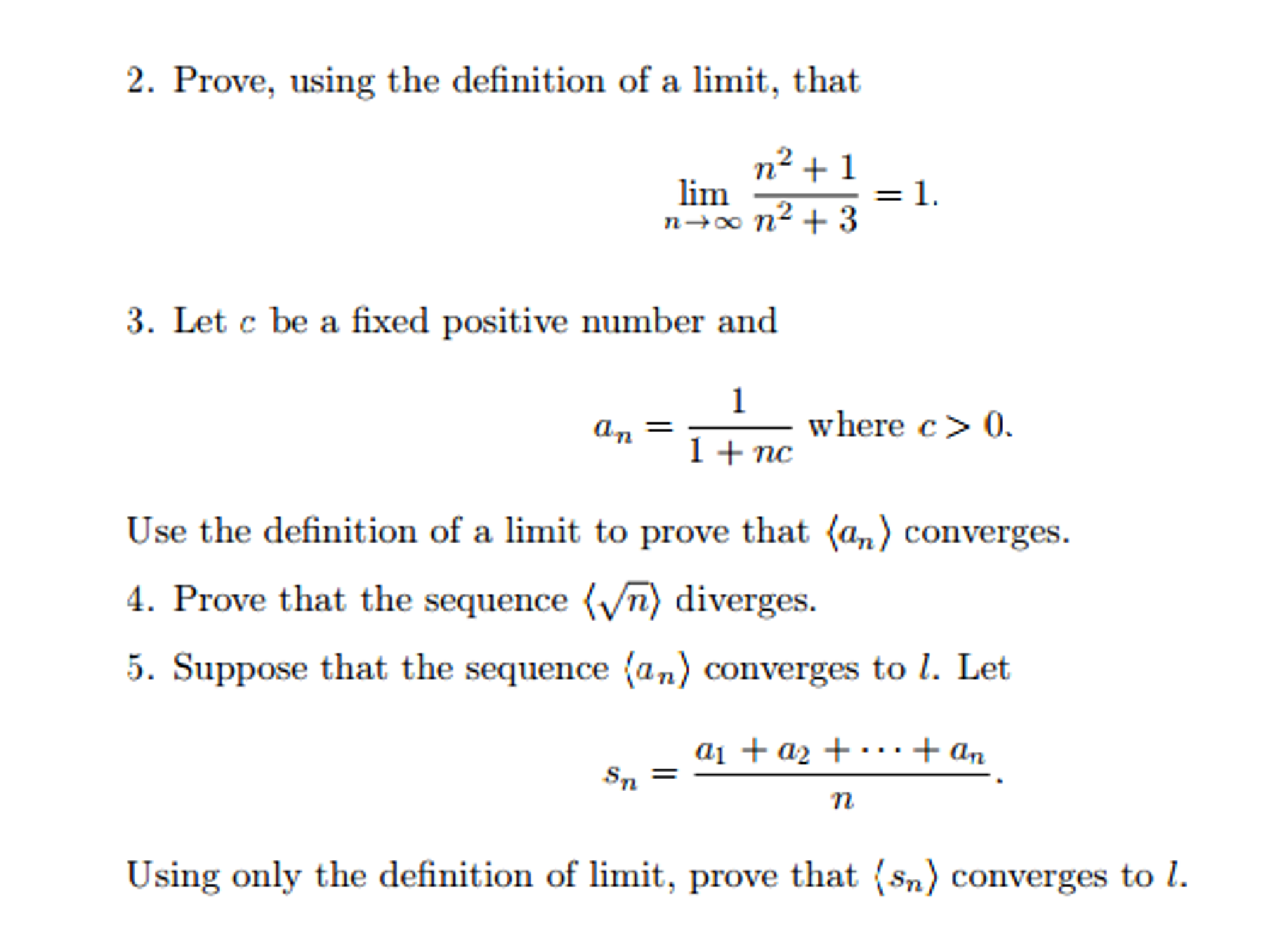 Solved Prove, Using The Definition Of A Limit, That Lim_n | Chegg.com