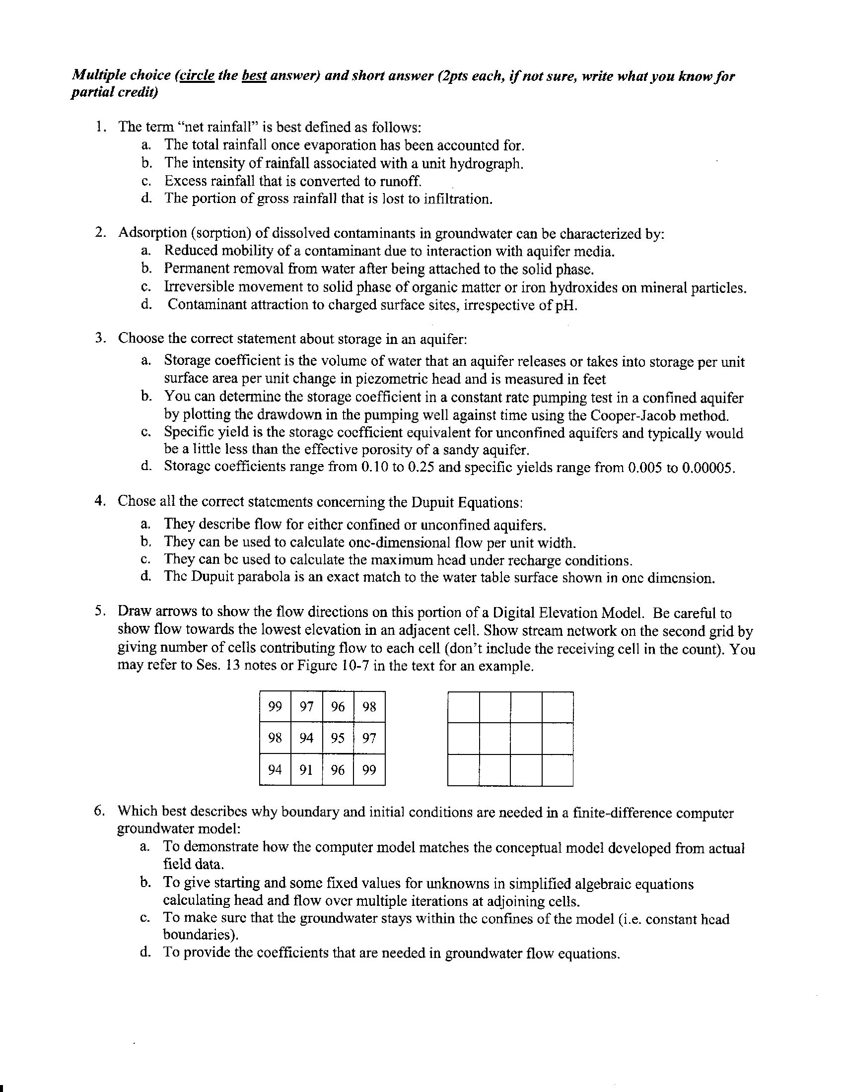 Solved Multiple choice (circle the best answer) and short | Chegg.com