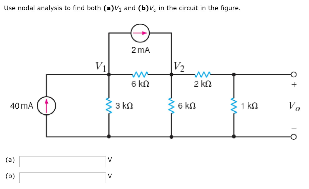 Solved Use nodal analysis to find both (a)V1 and (b)Vo in | Chegg.com