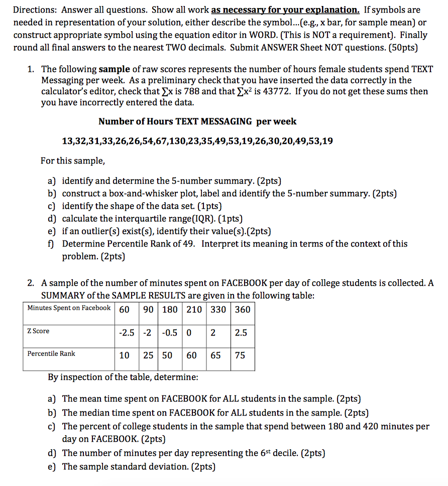 Solved Answer all questions. as necessary for your | Chegg.com