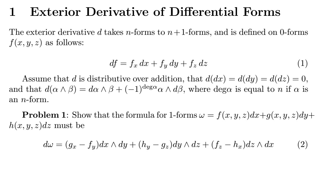 Solved Exterior Derivative of Differential Forms The