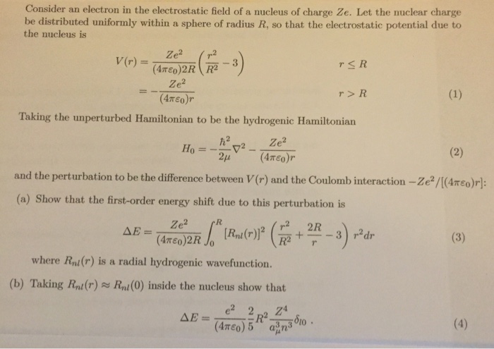 Solved Consider an electron in the electrostatic field of a | Chegg.com