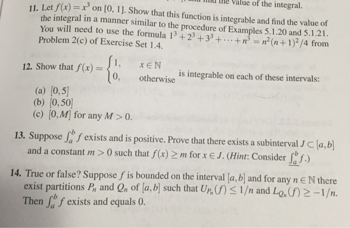 Solved I lnu the Value of the integral. , Let fx) x3 on [0, | Chegg.com