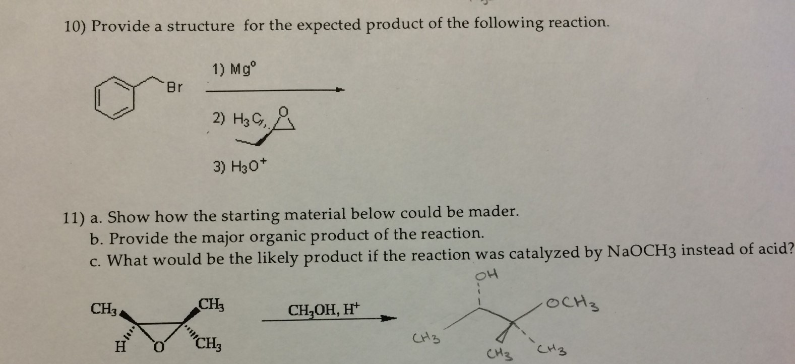 Solved 10. Provide a structure for the expected product of | Chegg.com