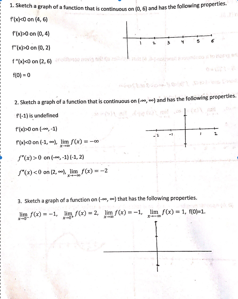 Solved 1. sketch a graph of a function that is continuous | Chegg.com