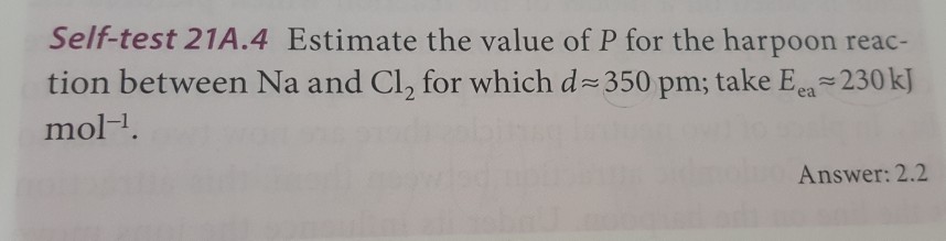 Solved Estimate The Value Of P For The Harpoon Reaction Chegg