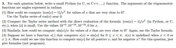 Solved For each question below, write a small Python (or C, | Chegg.com