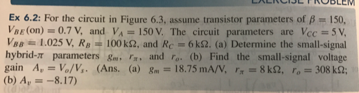 Solved Ex 6.2: For the circuit in Figure 6.3, assume | Chegg.com