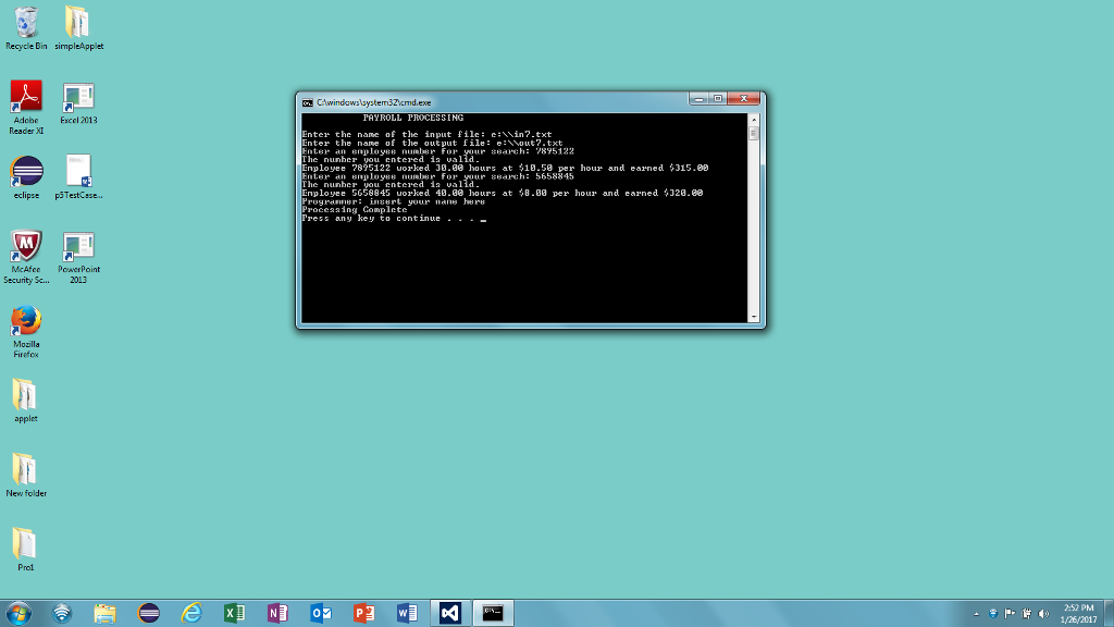 Solved C++ Concepts tested by the program: Working | Chegg.com