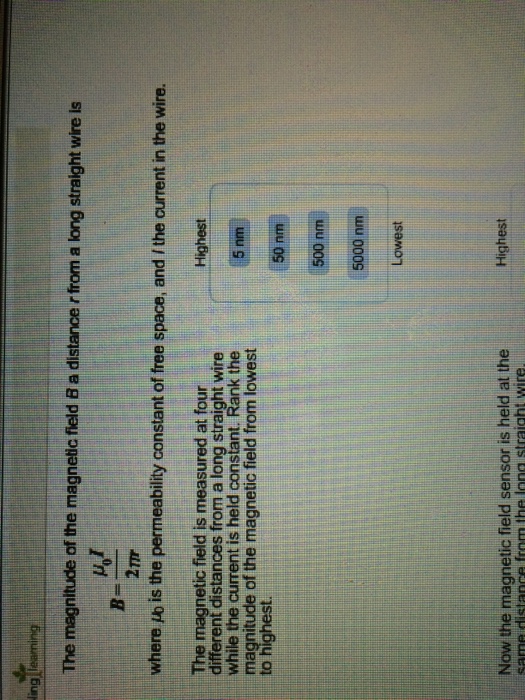 Solved The magnitude of the magnetic field B a distance | Chegg.com
