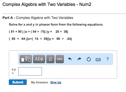 Solved Complex Number Equation with 1 Variable Part A Solve | Chegg.com