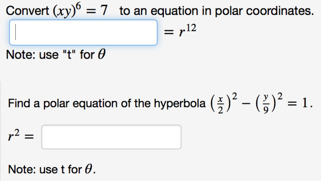 Solved Convert (xy)^6 = 7 to an equation in polar