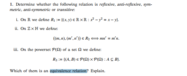 solved-determine-whether-the-following-relation-is-chegg