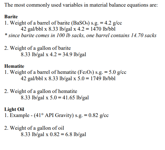 Solved Calculate how much water and barite are required to