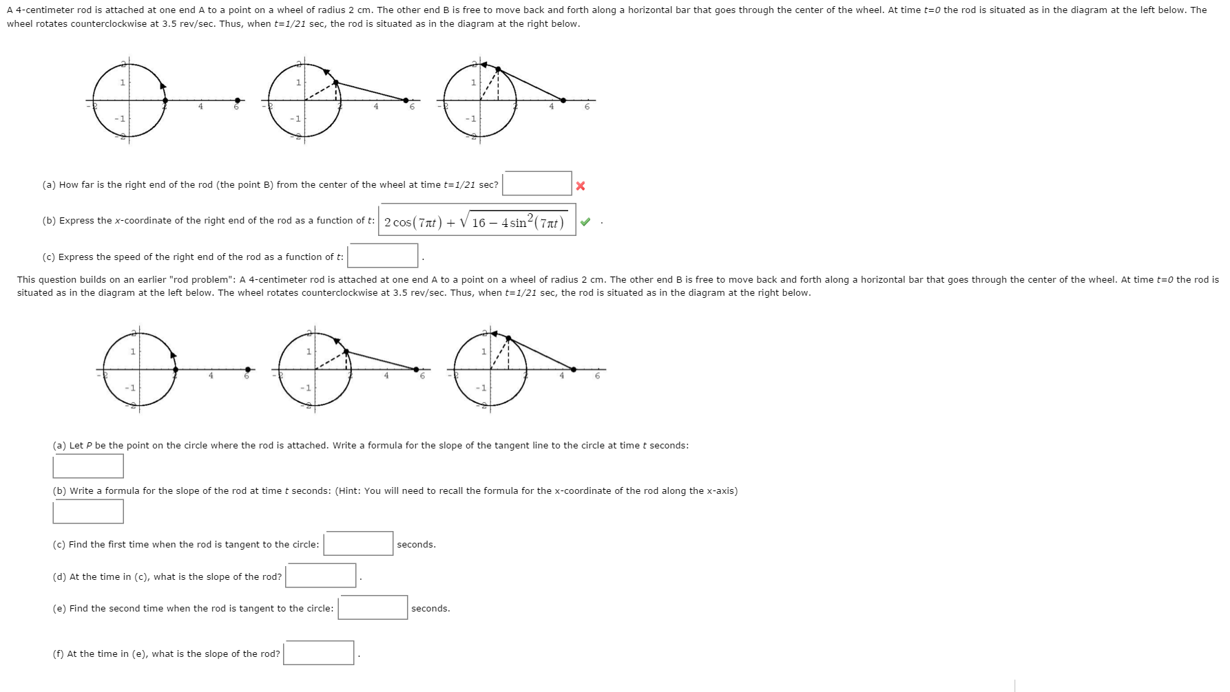 Solved A 4centimeter rod is attached at one end A to a