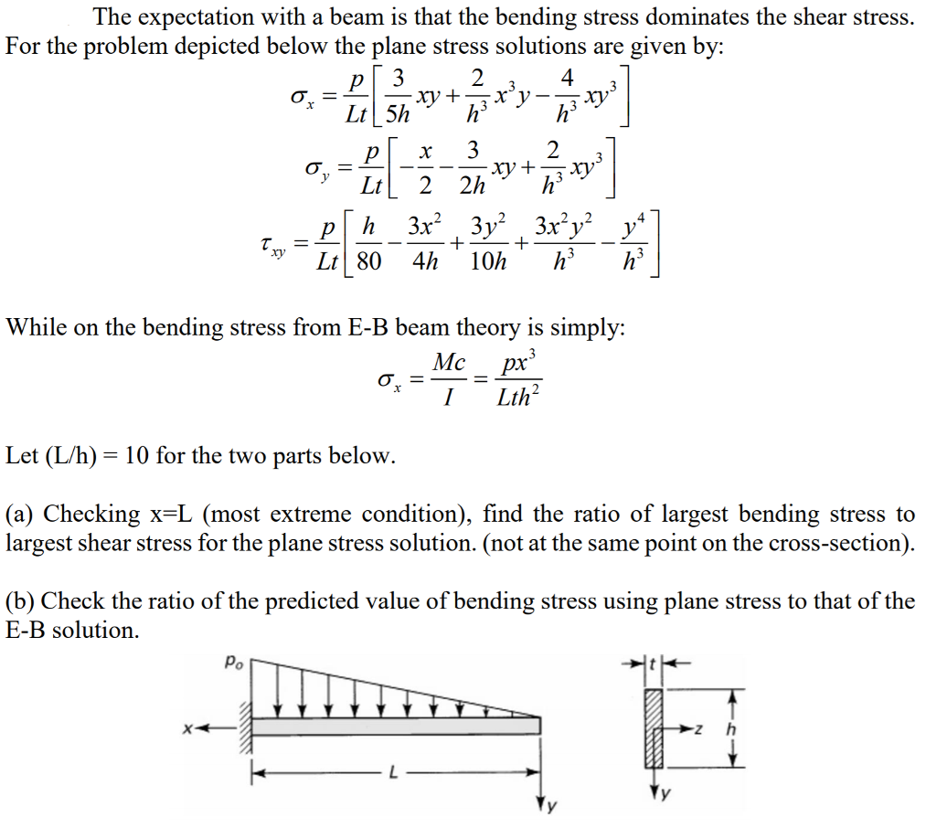 Solved The expectation with a beam is that the bending | Chegg.com