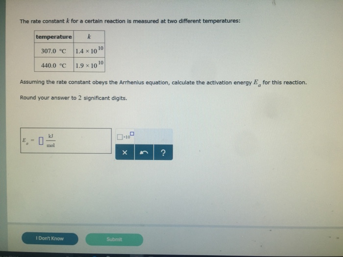 Solved The rate constant it for a certain reaction is