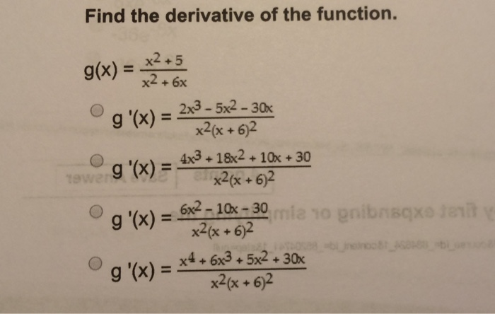 Solved Find The Derivative Of The Function Gx X2 1921