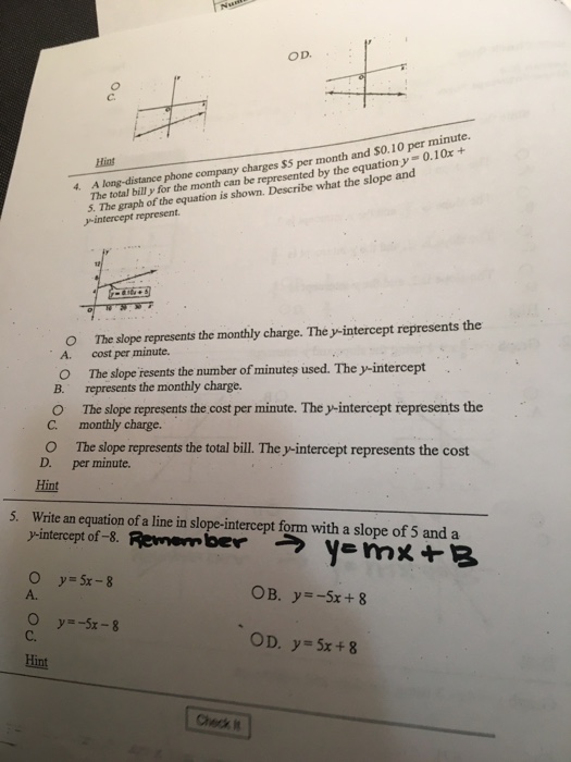 y 1 4x 3 slope intercept form