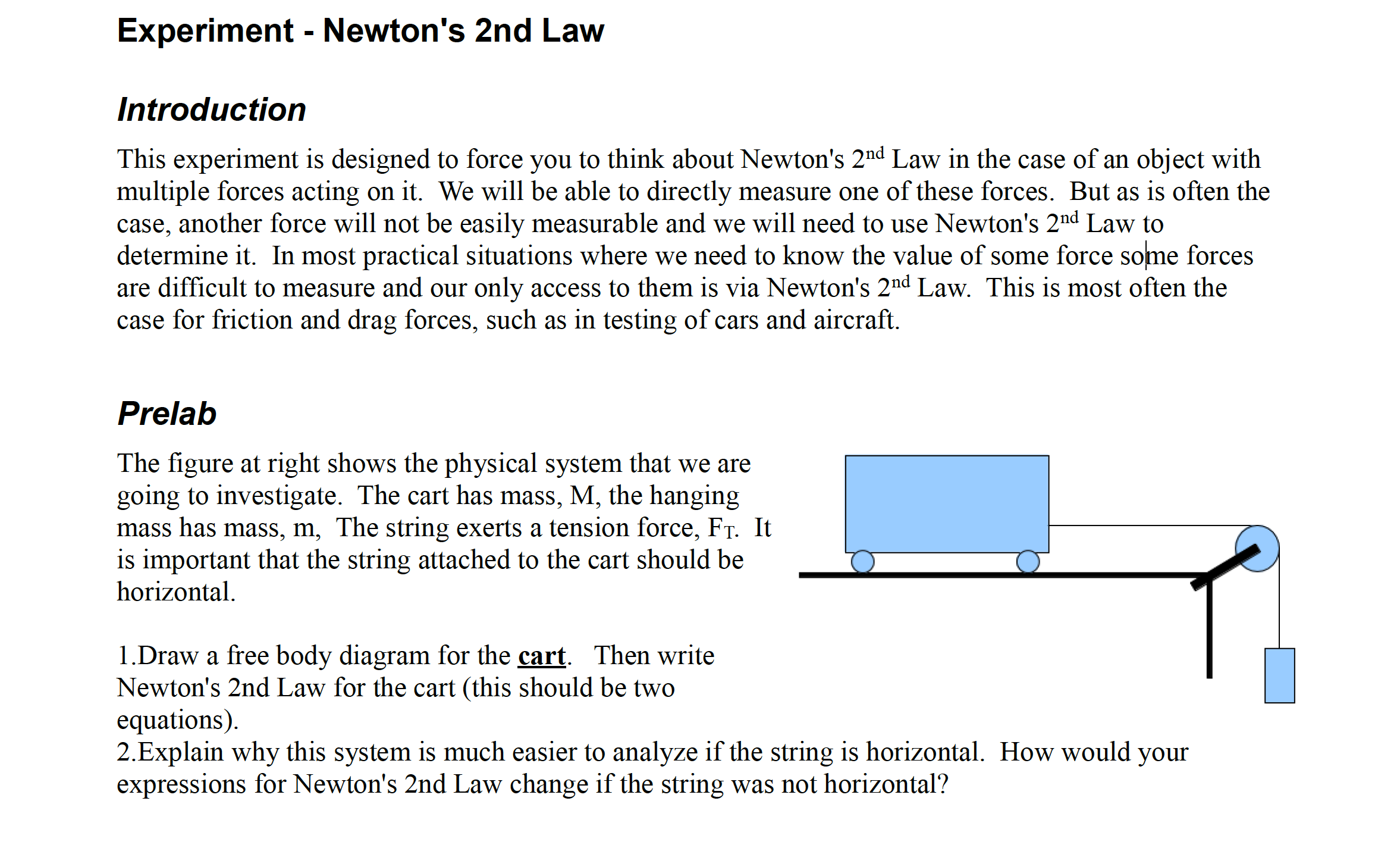 physics forces and newton ii lab report questions