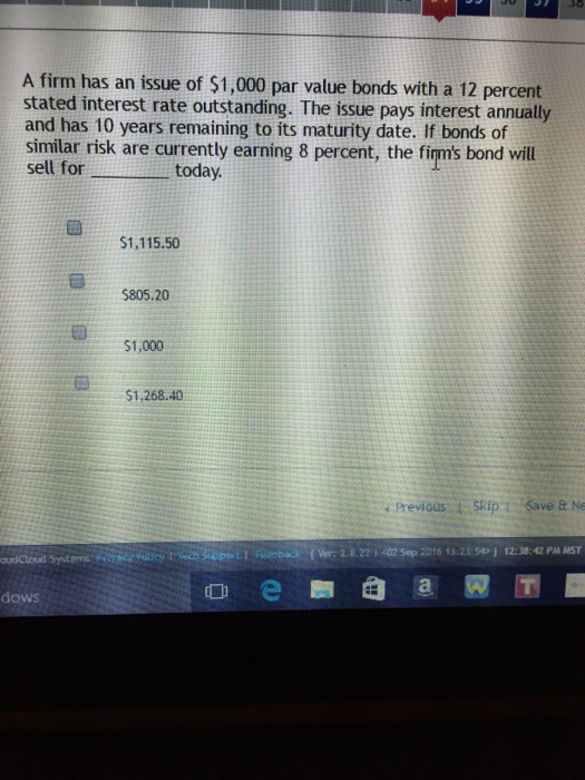 Solved A firm has an issue of 1,000 par value bonds with a