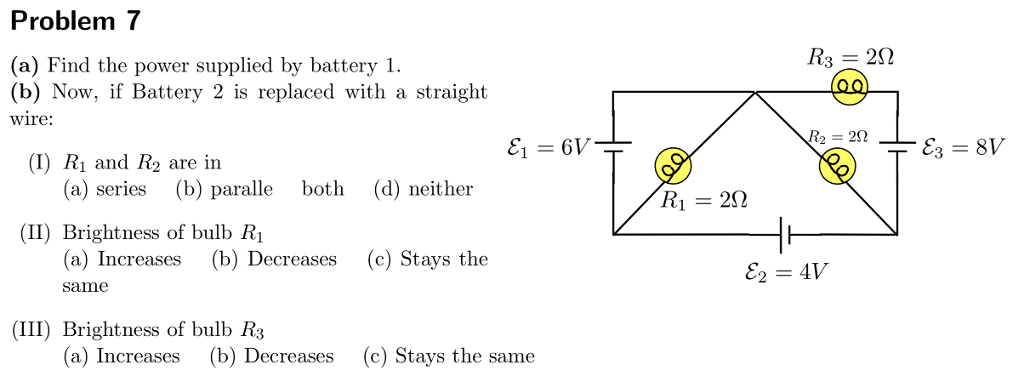 Solved Problem 7 (a) Find the power supplied by battery 1. | Chegg.com