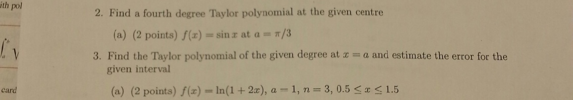 Solved Find A Fourth Degree Taylor Polynomial At The Given 8752