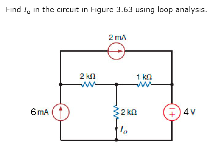 Solved Find Io in the circuit in Figure 3.63 using loop | Chegg.com