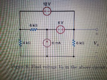 Solved Figure 8 : Find voltage V0 in the above circuit. | Chegg.com