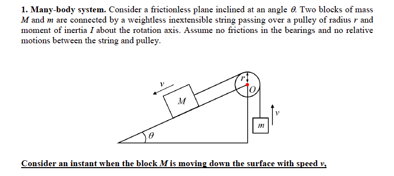 Solved 1. Many-body system. Consider a frictionless plane | Chegg.com