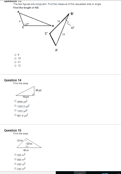 Solved The two figures are congruent. Find the measure of | Chegg.com