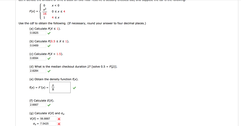 Solved x2 16 Use the cdf to obtain the following. (If | Chegg.com