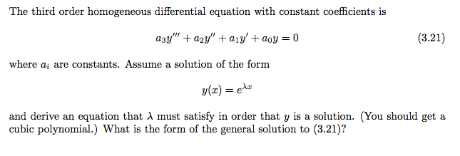 Solved The Third Order Homogeneous Differential Equation 3383