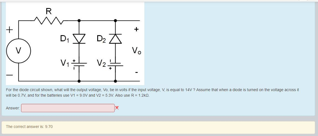 Solved For the diode circuit shown, what will the output | Chegg.com