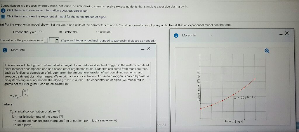 Solved a) For the exponential model shown, list the value | Chegg.com