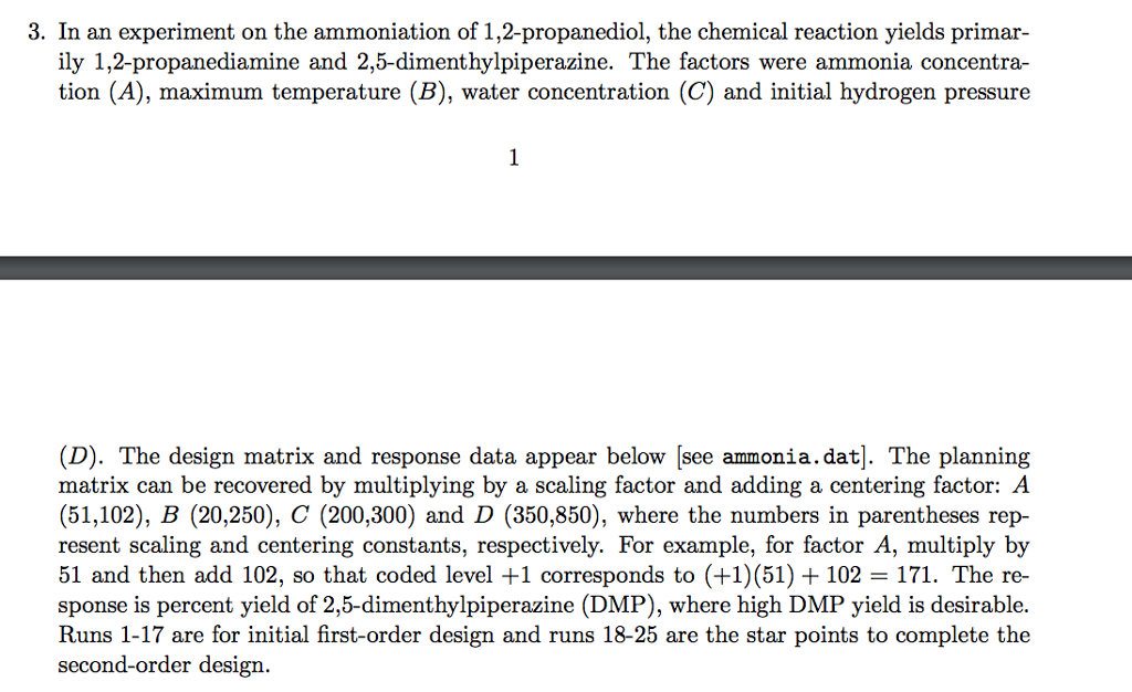 Solved 3. In an experiment on the ammoniation of | Chegg.com