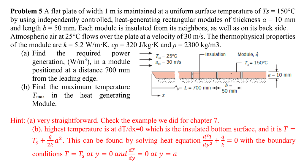Solved Problem 5 A flat plate of width 1 m is maintained at | Chegg.com