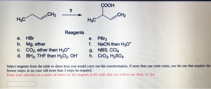 Solved Starting Materials Reagents 1 Ch3br A Mg Ether 2 5410