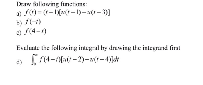 Solved Draw following functions: f(t)=(t-1)[u)t-1)-u(t-3)] | Chegg.com