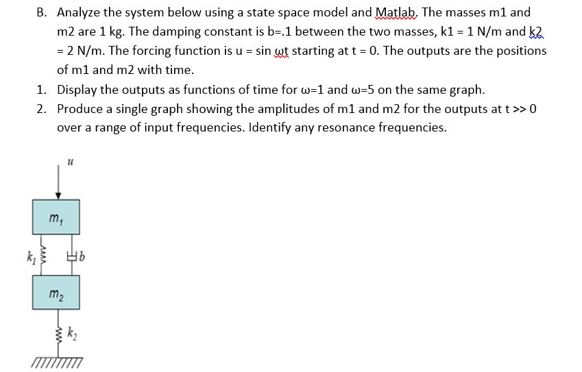 Analyze the system below using a state space model | Chegg.com