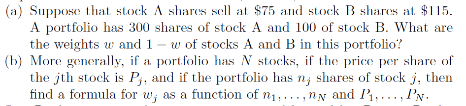 Solved Suppose That Stock A Shares Sell At $75 And Stock B | Chegg.com