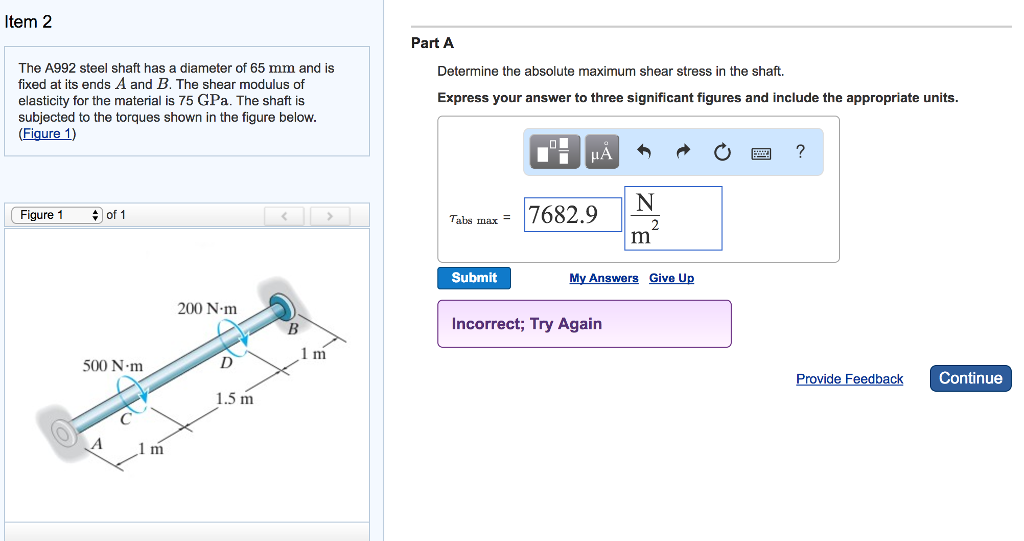 Solved The A992 steel shaft has a diameter of 65 mm and is