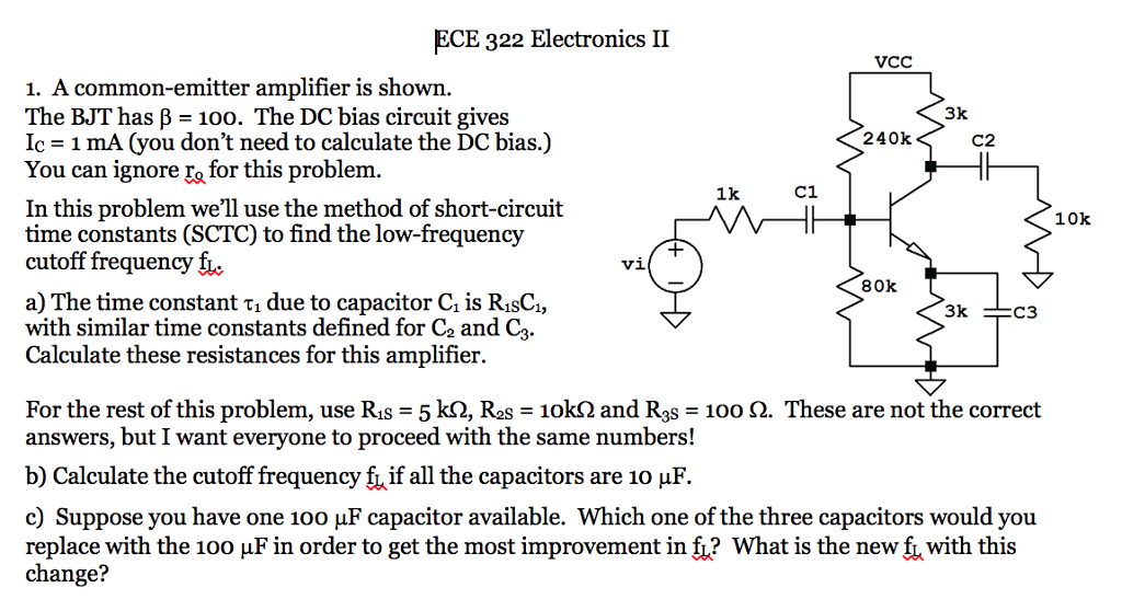 Solved A Common-emitter Amplifier Is Shown. The BJT Has Beta | Chegg ...